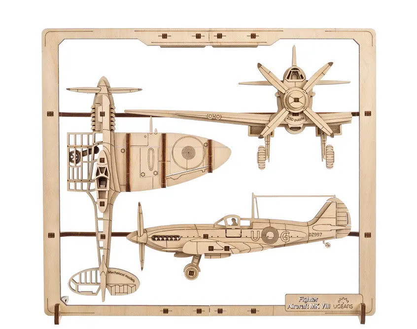 Ugears Fighter Aircraft 2.5D Puzzle - 47 Pieces 1