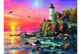 Lighthouse At Sunset (500Pc) 1