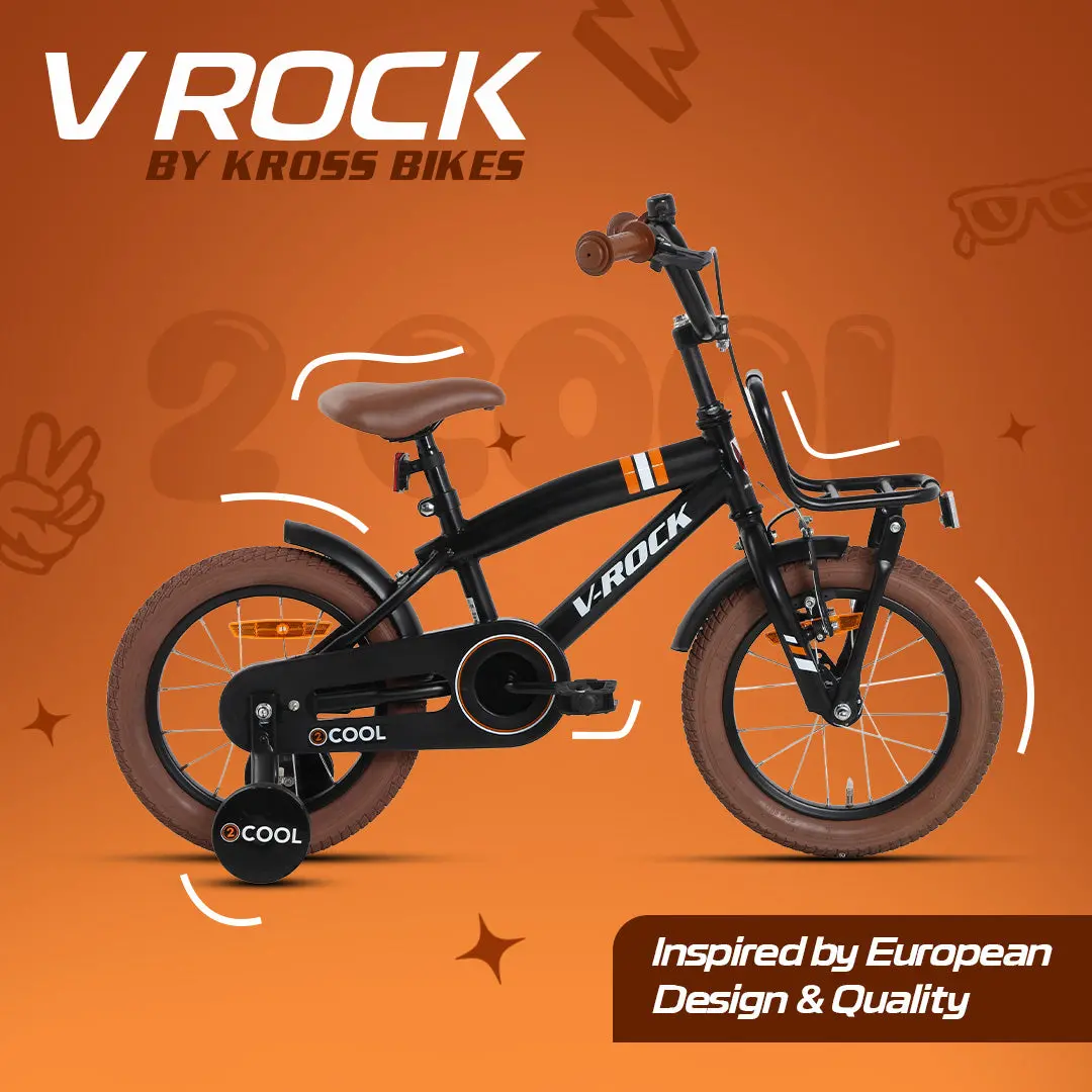 V Rock 14T 2Cool Kids Bicycle – Matt Black With Training Wheels 1