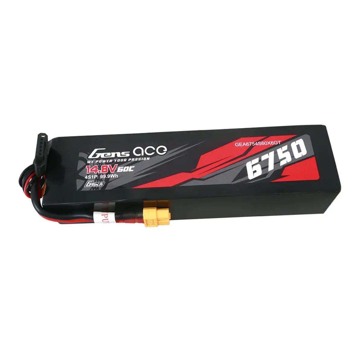 Gea6754s60x6gt Gens Ace 6750Mah 14.8V 4S1p 60C G-Tech Lipo Battery 12# Xt60 Plug 1
