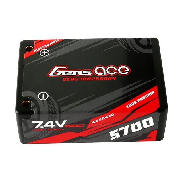 Gens Ace 5700Mah 7.4V 60C 2S3p Hardcase Lipo Battery Pack 12# With 4.0Mm Bullet To Deans Plug 1