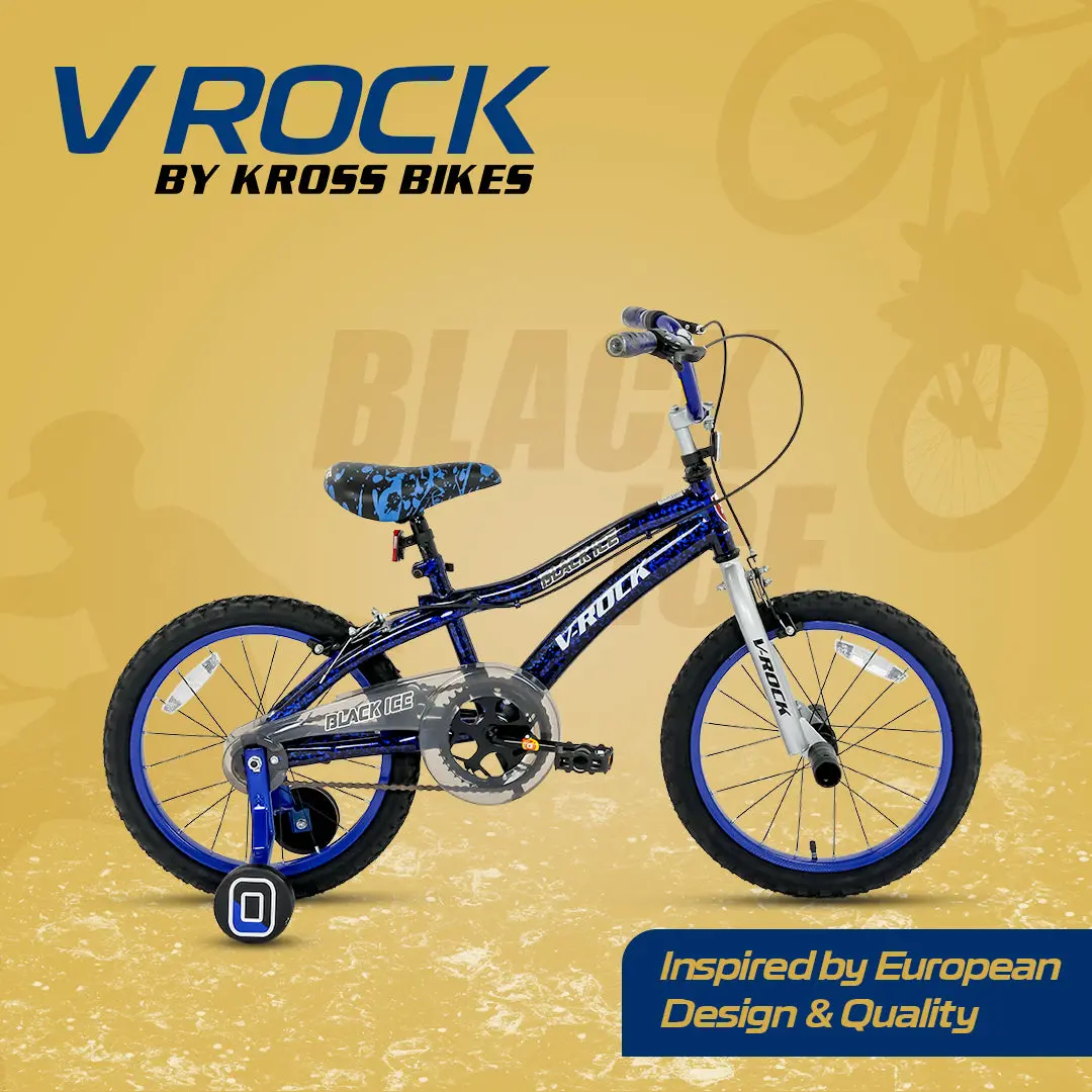 V Rock Black Ice 18T Kids Bicycle | Steel Frame | Training Wheels | Front & Rear Caliper Brakes 1