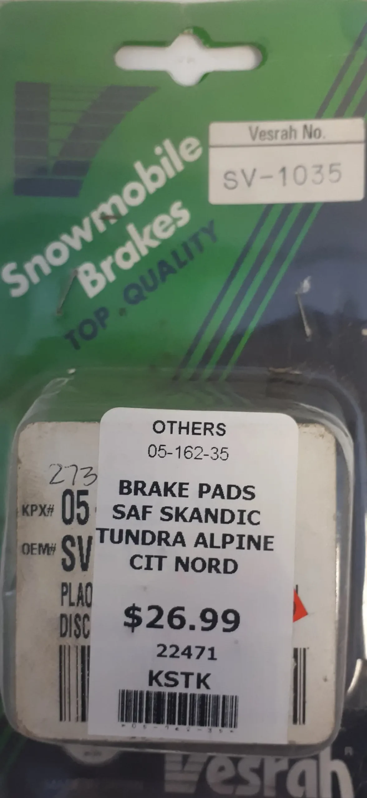 Skidoo Brake Pads, Safari,Nordik,Stratos 1