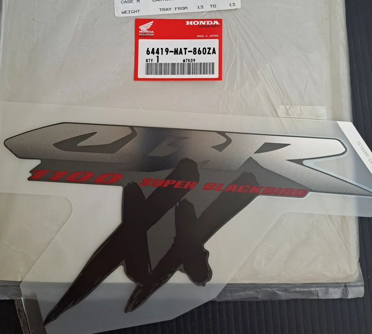 Cbr1100xx Cowl Decal 1