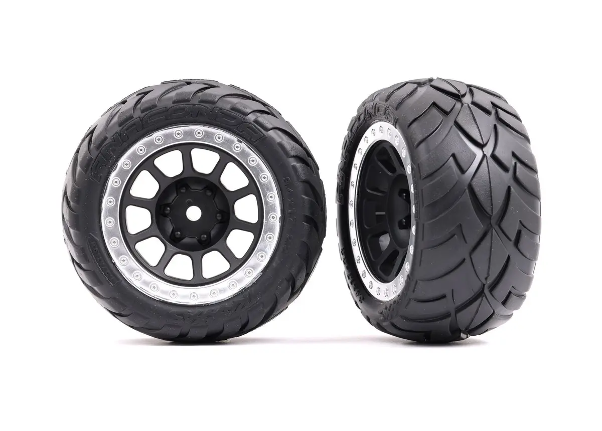 2478G Traxxas Rear Black/Satin Beadlock W/ Anaconda Tires 1