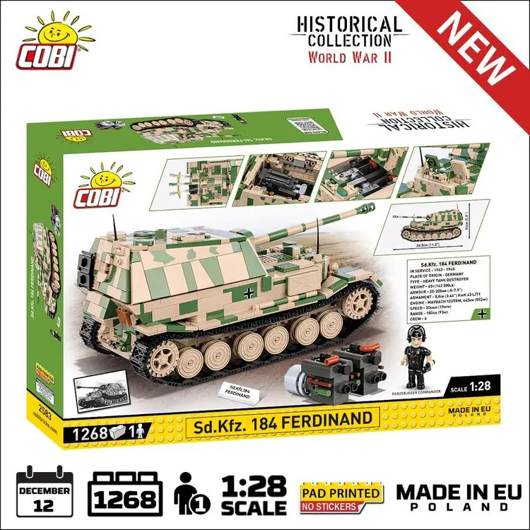 Cobi-2583 Cobi 1268 Pcs Hc Wwii /2583/ S.D.Kfz. 184 Ferdinand 1