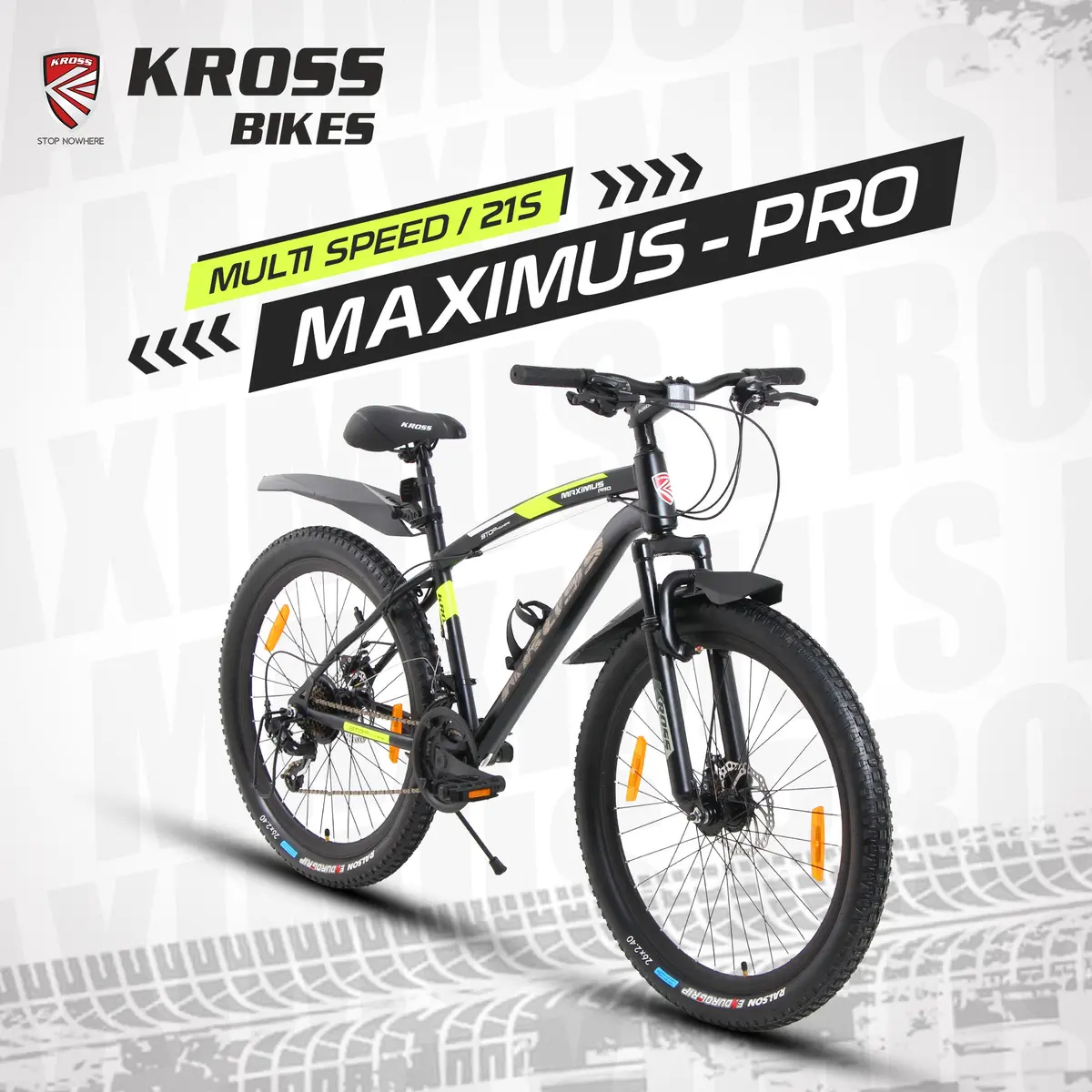 Kross Maximus Pro 26T Mountain Bike – 21-Speed Shimano/L-Twoo Tourney Drivetrain, Tig-Welded Steel Frame, Suspension Fork, Dual Disc Brakes, 2.40” Wide Tyres & Alloy Double-Wall Rims (Glossy Black) 1