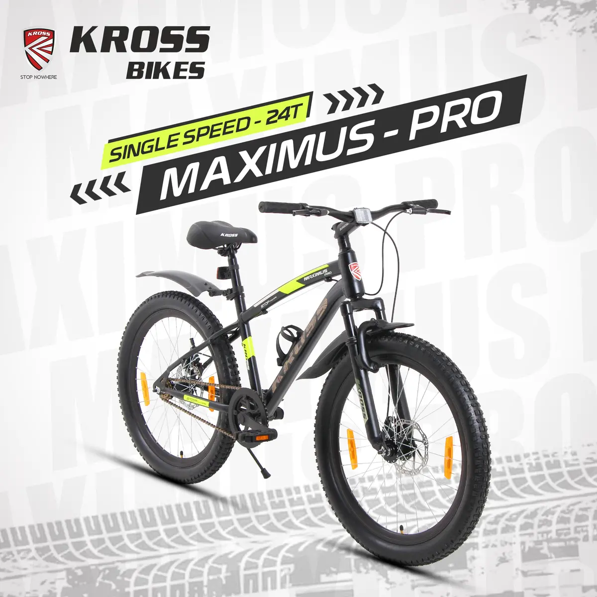 Kross Maximus Pro 24T Mtb Cycle – 24" Tyres, Suspension Fork, Single Speed, Dual Disc (Grey) 1