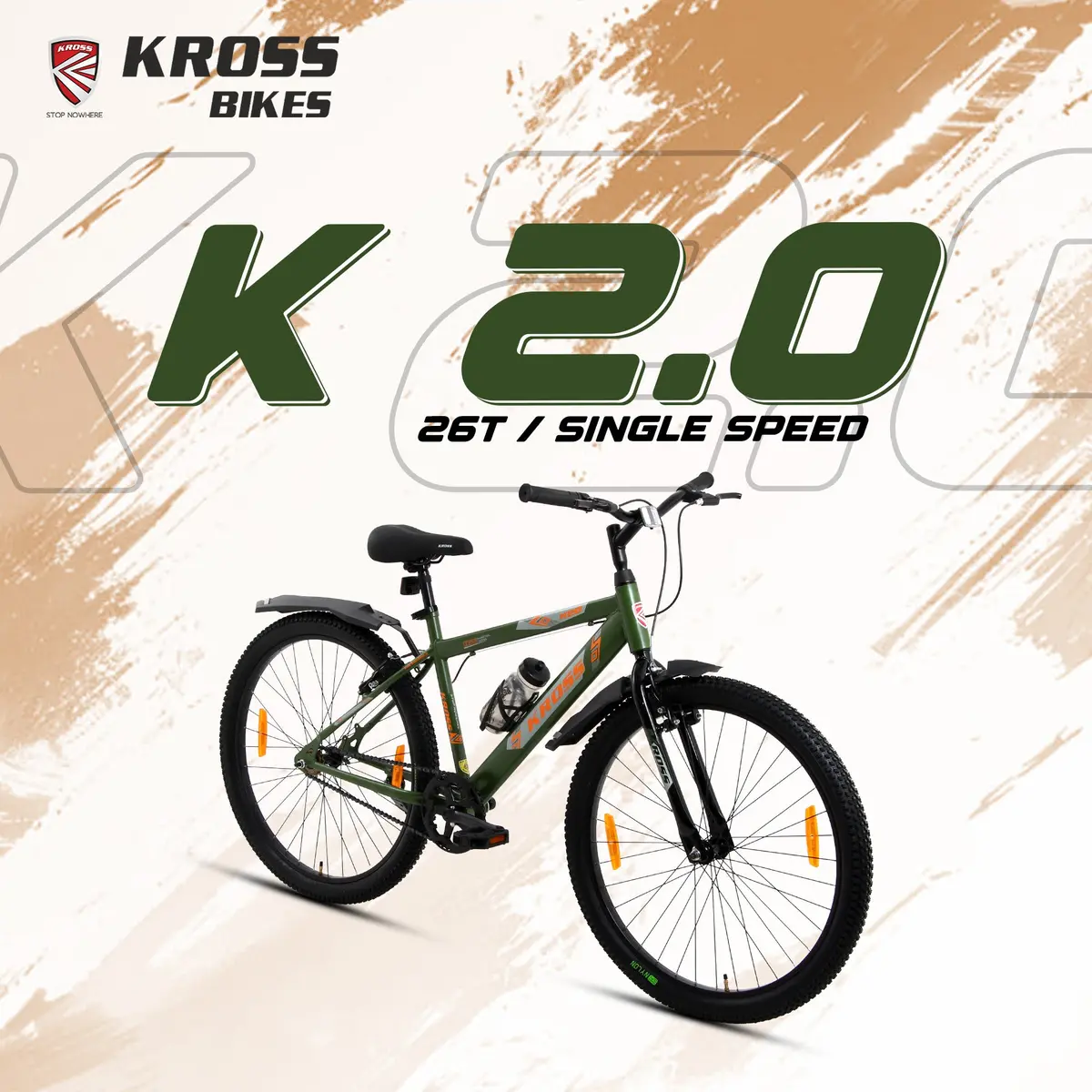 Kross K 2.0 26T Mtb Bike – Army Green, Single Speed, Steel Frame 1