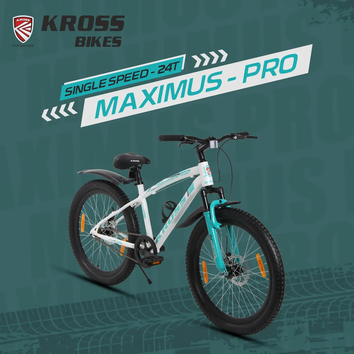Kross Maximus Pro 24T Mountain Bike – Matte White, Single Speed / Double Disc, 24-Inch Wheels 1
