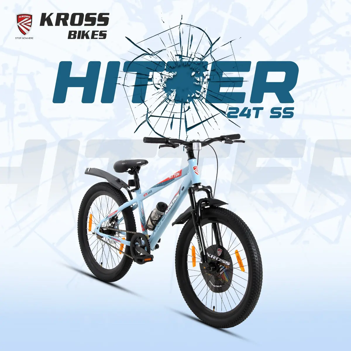 Kross Hitter 24T Mountain Bicycle For Kids (9–13 Years) With Dual Disc Brakes & Suspension Fork – Blue 1