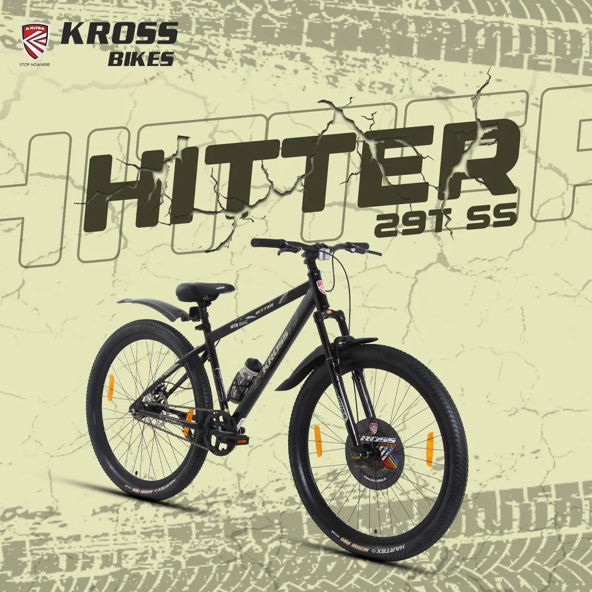 Kross Hitter 29T Mountain Bike – Single Speed, Dual Disc Brakes, Front Suspension, Alloy Rims, 29” Wheels (Black) 1