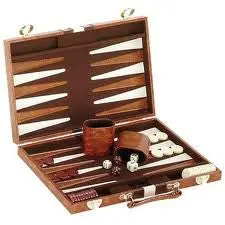 Backgammon - Vinyl Brown & White, Small Size 1