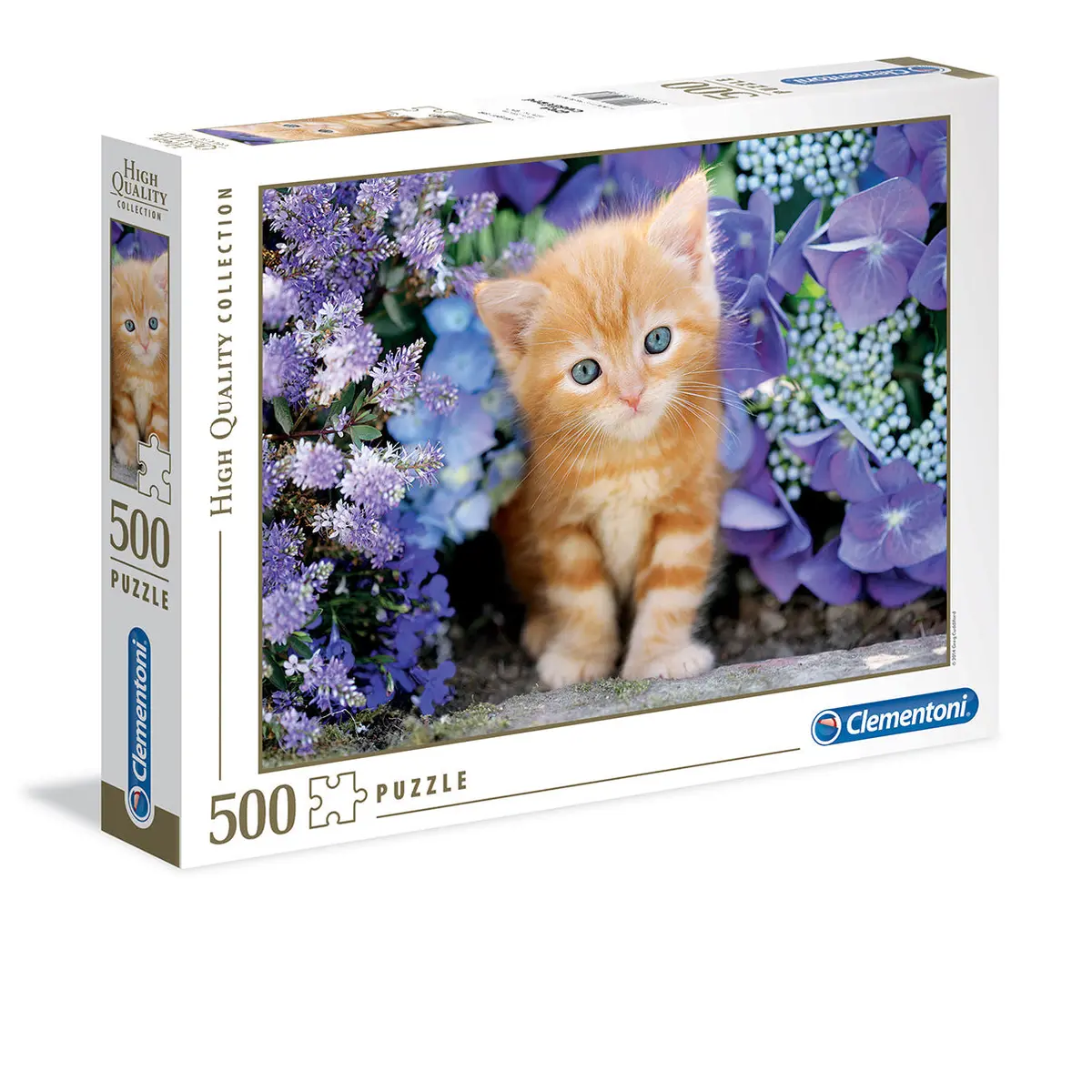 Ginger Cat In Flowers 500-Piece Puzzle 1