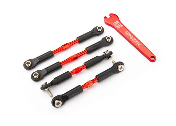 3741X Turnbuckles, Aluminum (Red-Anodized), Camber Links, Front, 39Mm (2), Rear, 49Mm (2) (Assembled W/ Rod Ends & Hollow Balls)/Wrench 1