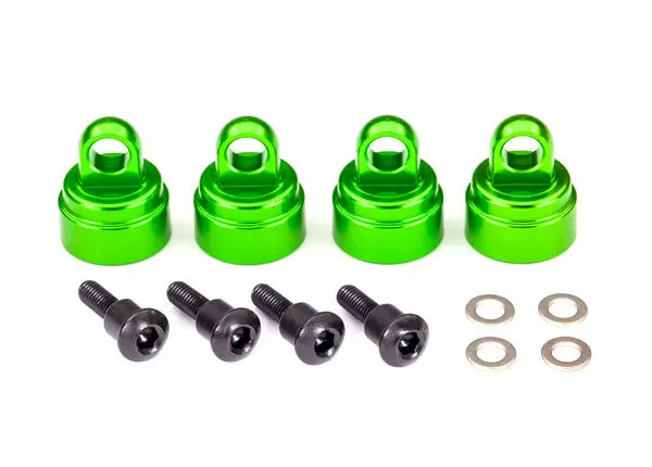 3767G Shock Caps, Aluminum (Green-Anodized) (4) (Fits All Ultra Shocks) 1