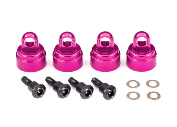 3767P Shock Caps, Aluminum (Pink-Anodized) (4) (Fits All Ultra Shocks) 1