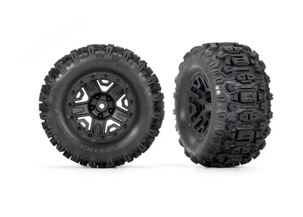 3778 Traxxas Sledgehammer Tires & Wheels, Black 2.8" (2) 1