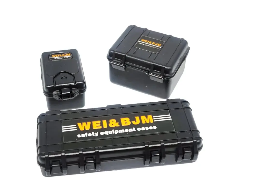 Wagdec24cc01bk Lot Of 3 Decorative Black Transport Case 1/24 Scale 1