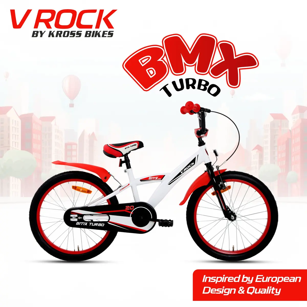 V Rock 20T Bmx Turbo White Kids Bicycle With Coaster Brake & Steel Frame 1