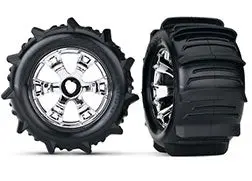 5672 Tires & Wheels, Assembled, Glued (Geode Chrome Wheels, Paddle Tires, Foam Inserts) (2) (Use With 17Mm Splined Wheel Hubs & Nuts, Part # 5353X) (Tsm Rated) 1