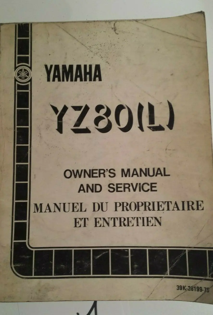 Yamaha Yz 80 (L) Manual, Oem 39K-28199-75 1