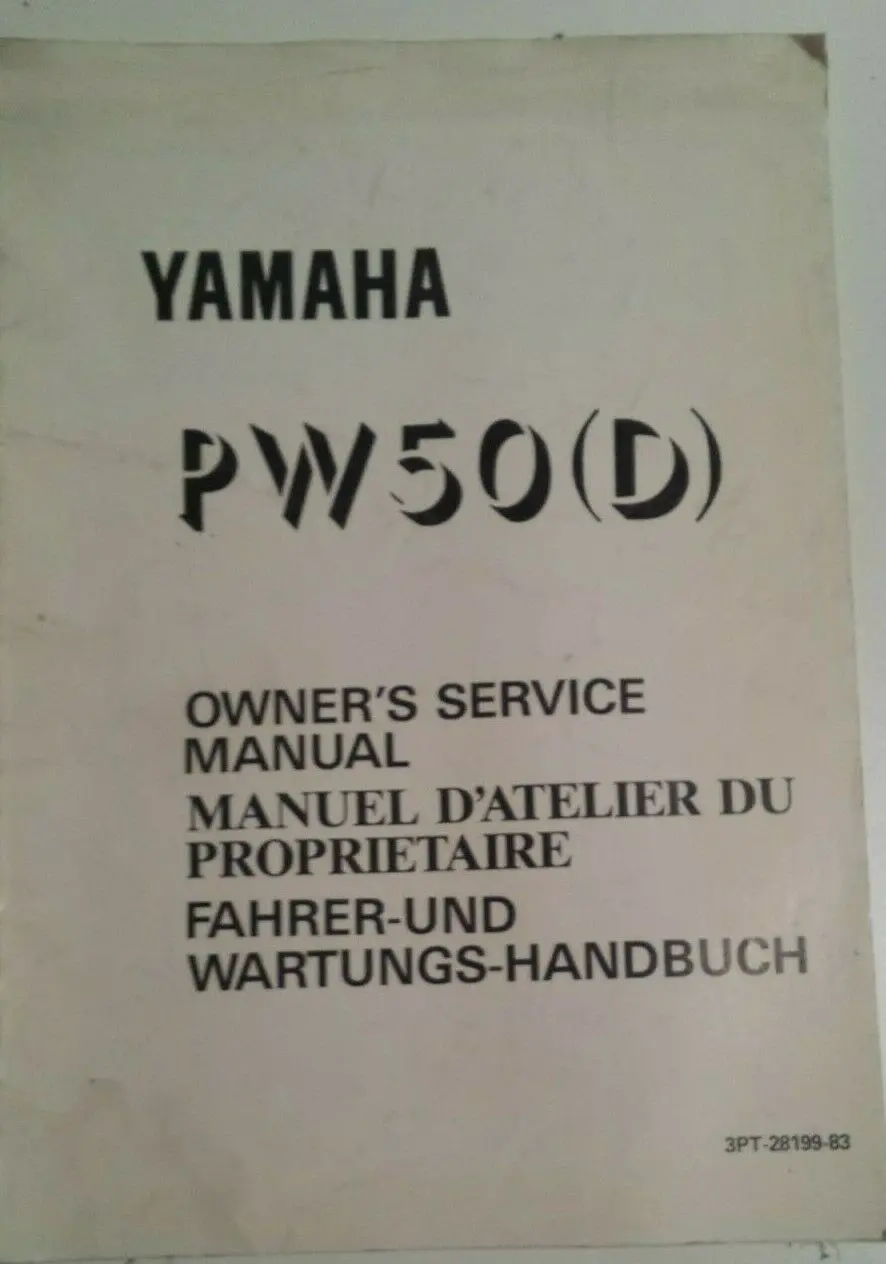 1992 Pw 50 D Y-Zinger Owners Service Manual Oem Yamaha 1