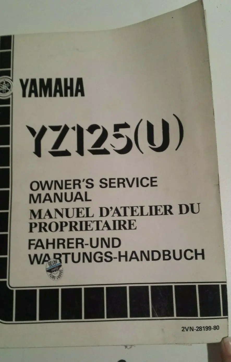 1988 Yz 125U Service Manual Oem Yamaha 2Vn-28199-80 1