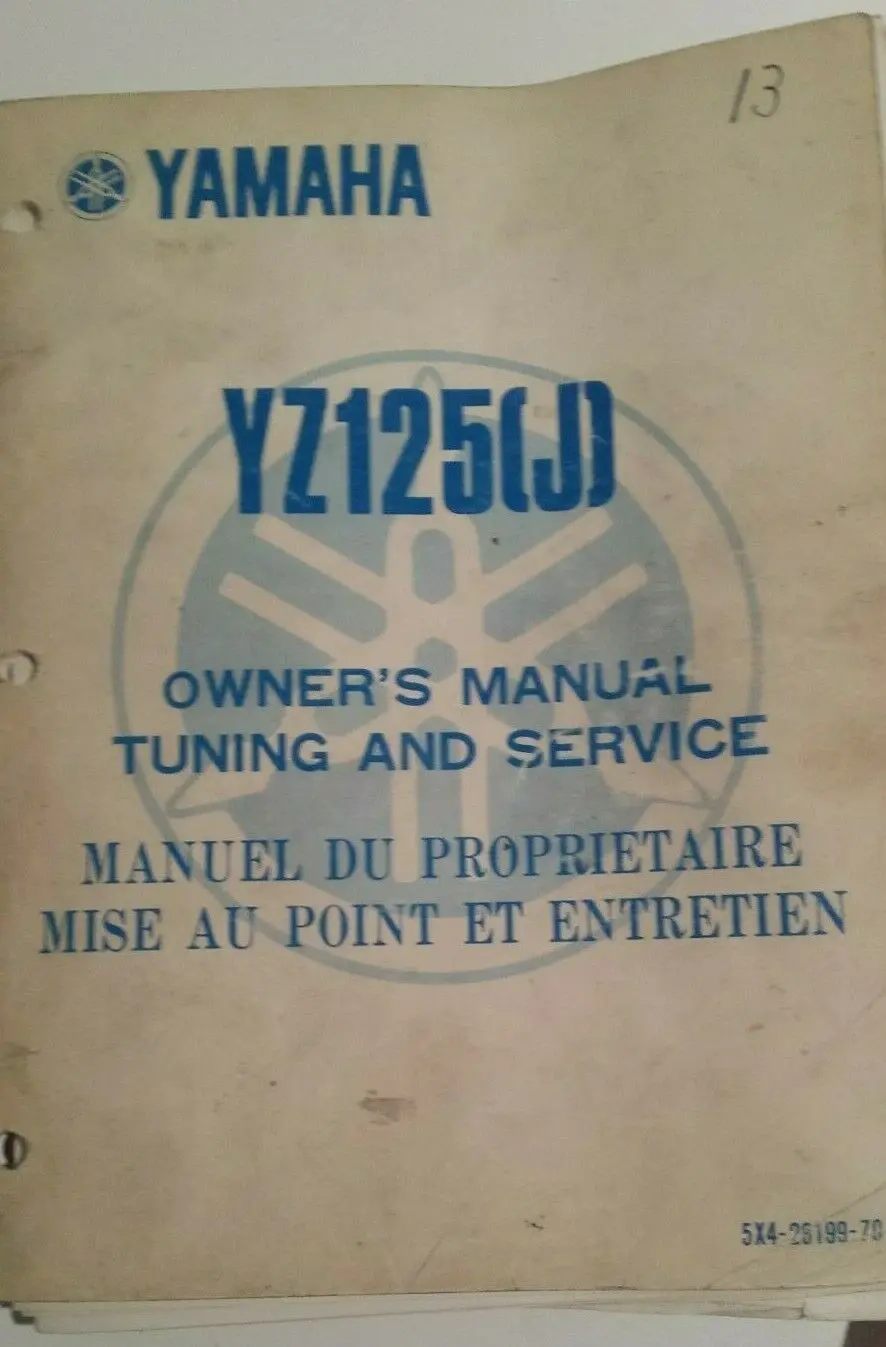 Yamaha Yz125j Service Manual Oem Yamaha 1