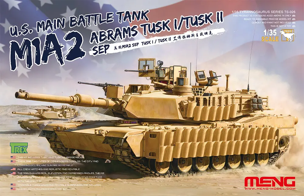 Meng Ts-026 Us Main Battle Tank M1a2 Sep Abrams Tusk I Tusk Ii 1