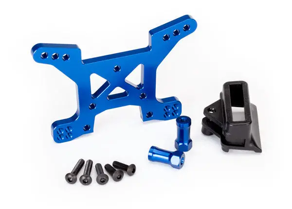 6739X  Shock Tower, Front, 7075-T6 Aluminum (Blue-Anodized) (1)/ Body Mount Bracket (1) 1