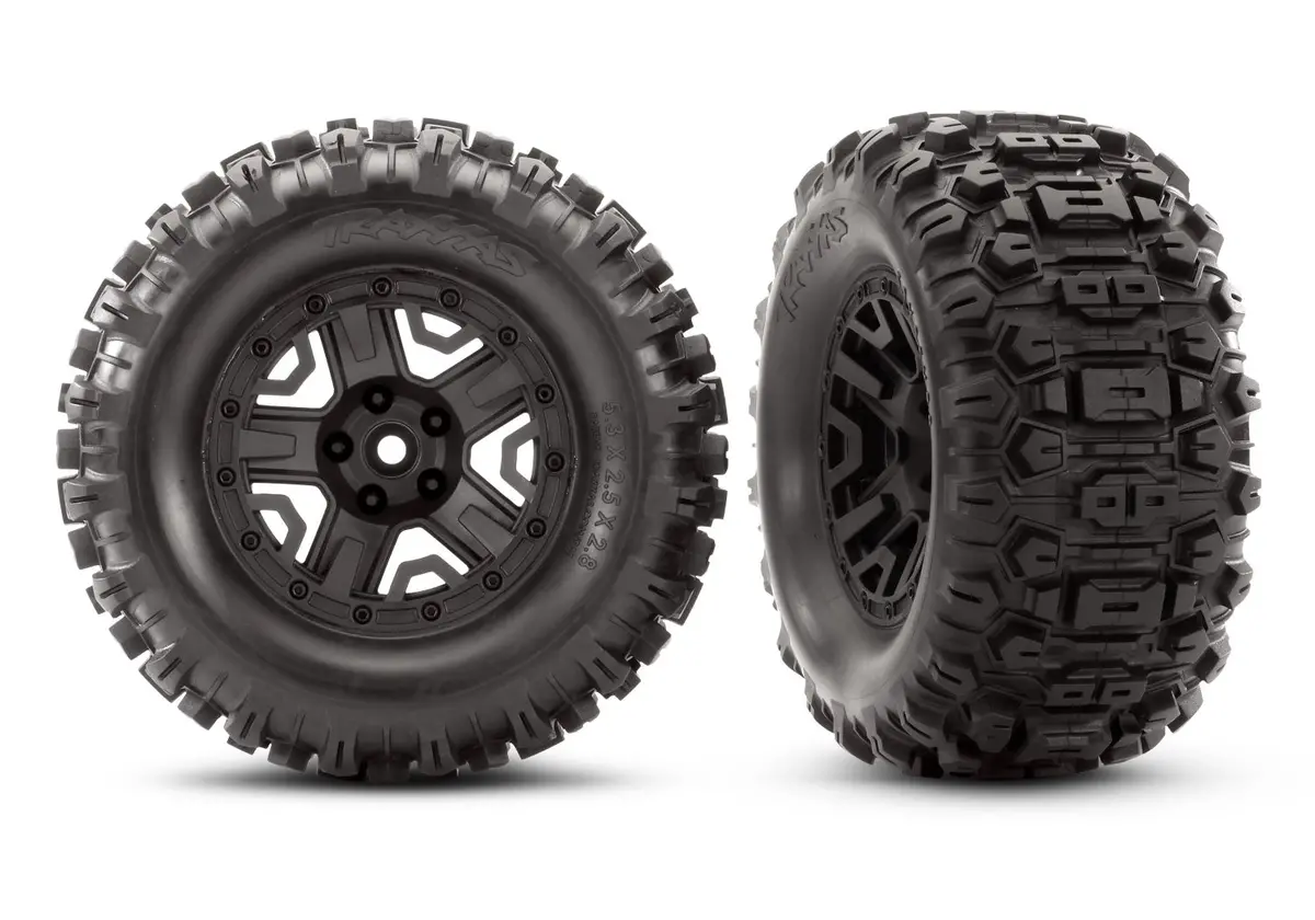 6792 Traxxas Tires & Wheels, Black, 2.8" / Sledgehammer Wheel 1