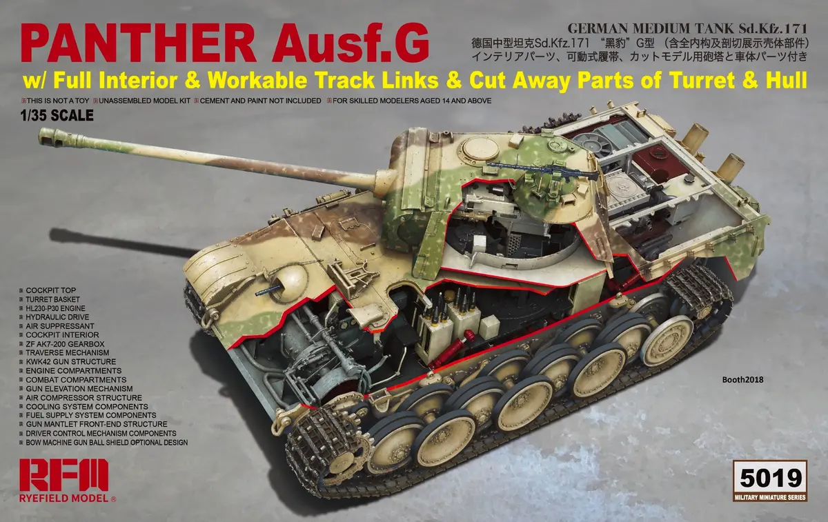 Rfm Rm-5019 Panther Ausf. G W/Full Interior & Cut Away Parts (1/35) 1