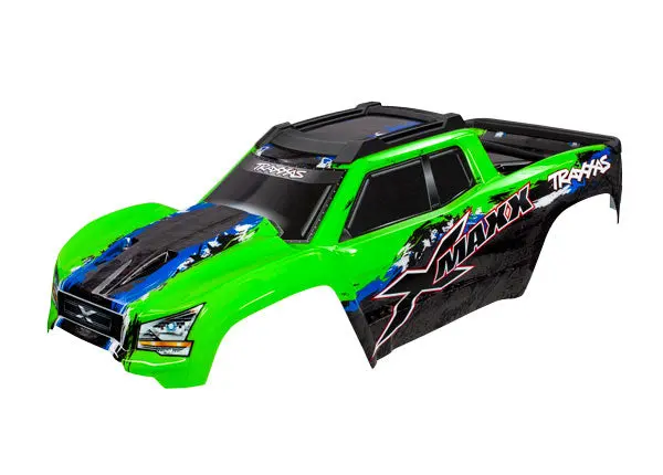 7811G Body, X-Maxx®, Green (Painted, Decals Applied) (Assembled With Front & Rear Body Mounts, Rear Body Support, And Tailgate Protector) 1