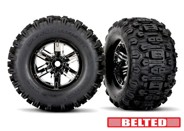 7871X Traxxas Sledgehammer® Belted Black Chrome Premounts (X-Maxx®) 1