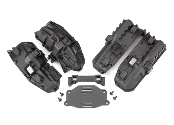 8080X  Fenders, Inner (Narrow), Front & Rear (For Clipless Body Mounting) (2 Each)/ Rock Light Covers (8)/ Battery Plate/ Body Mount/ 3X8 Flat-Head Screws (4)/ 2.5X6 Cs (10) 1