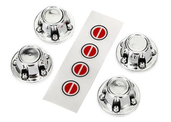 8176 Center Caps, Wheel (Chrome) (4)/ Decal Sheet (Requires #8255A Extended Stub Axle) 1