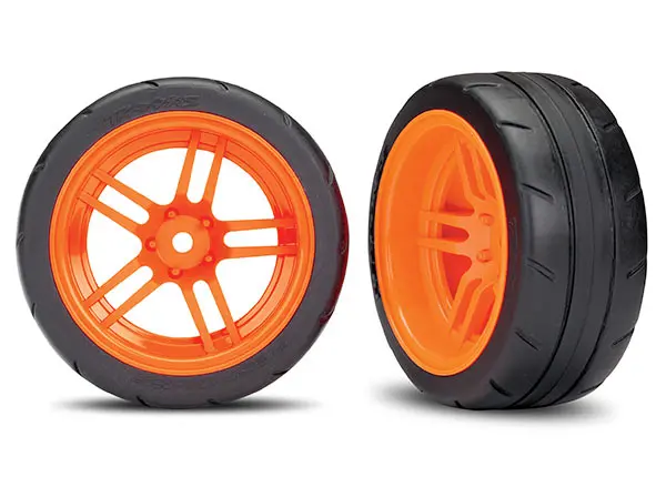 8374A Tires And Wheels, Assembled, Glued (Split-Spoke Orange Wheels, 1.9" Response Tires) (Extra Wide, Rear) (2) (Vxl Rated) 1