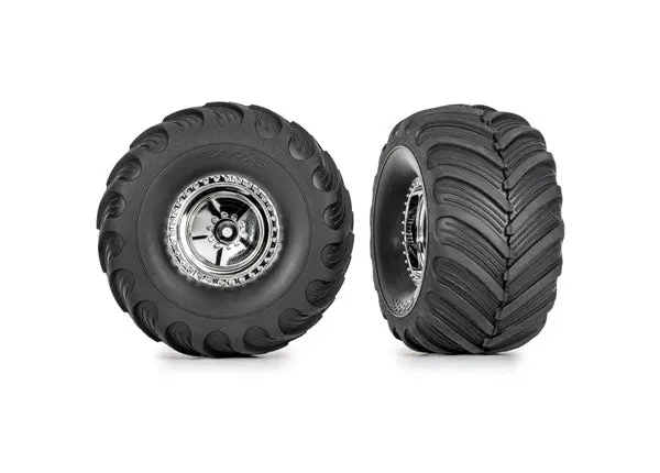 9867 Traxxas Tires & Wheels (Chrome 1.2" , Terra 3.0X1.0" ) (2) 1