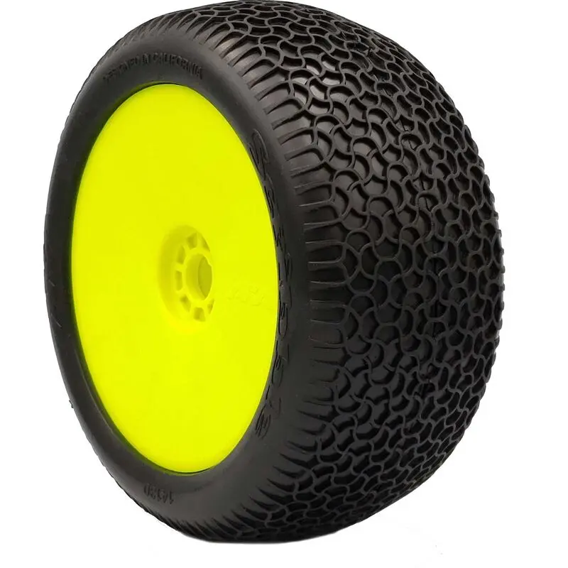 Aka14130qry 1/8 Evo Scribble Super Soft Long Wear Pre-Mounted Tires, Yellow Wheels (2): Truggy 1