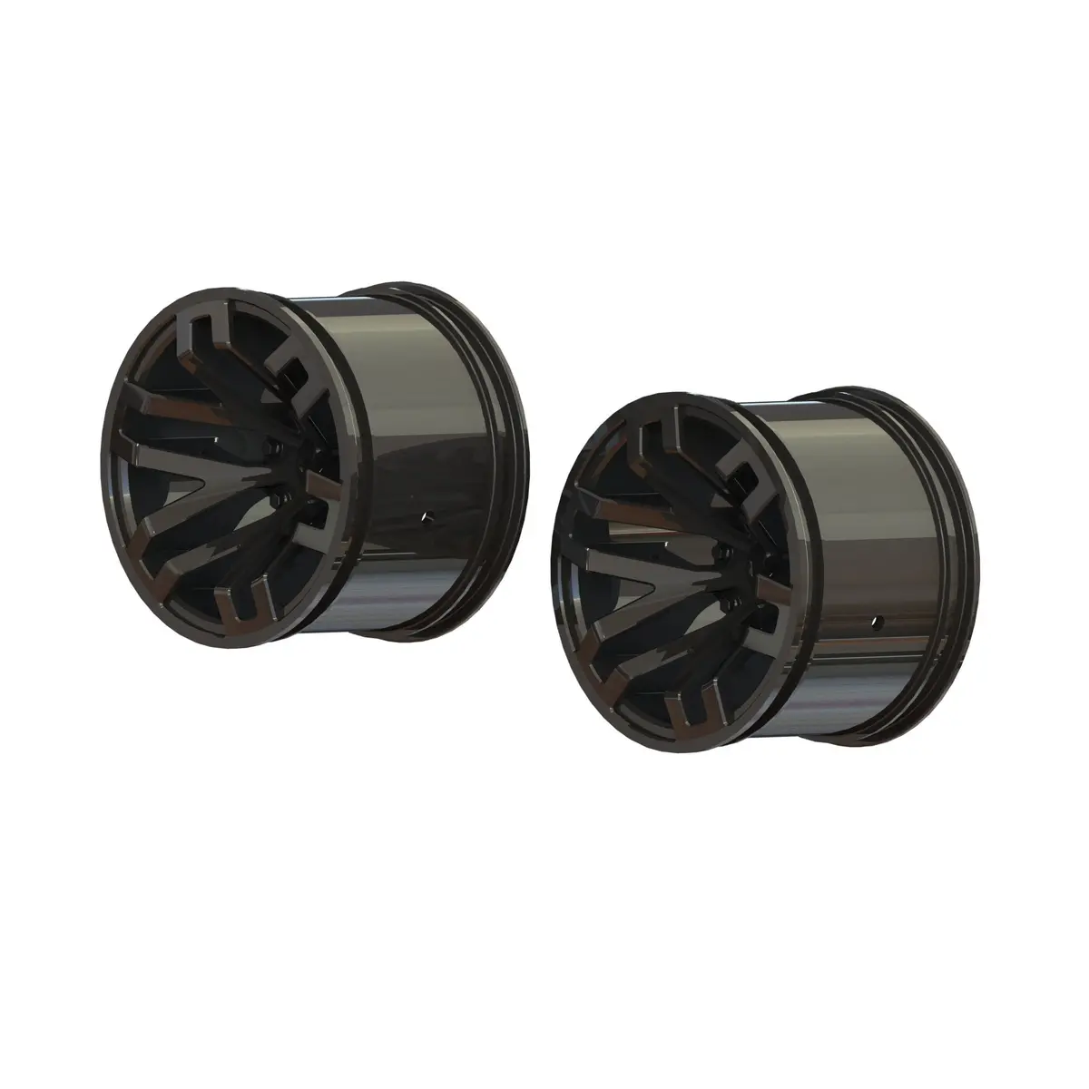 Ara510099 1/10 Mt Front/Rear 2.8 Wheels, 14Mm Hex, Black Chrome (2) 1