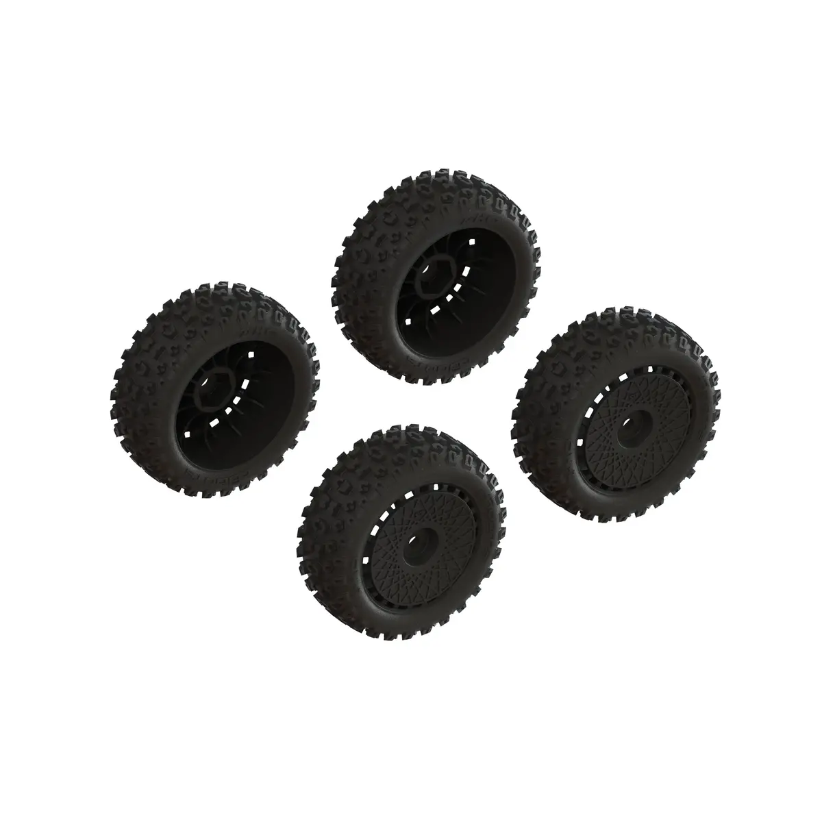 Ara550114 Dboots '2-Ho' Tire Set Glued (Black) (2 Pairs) 1