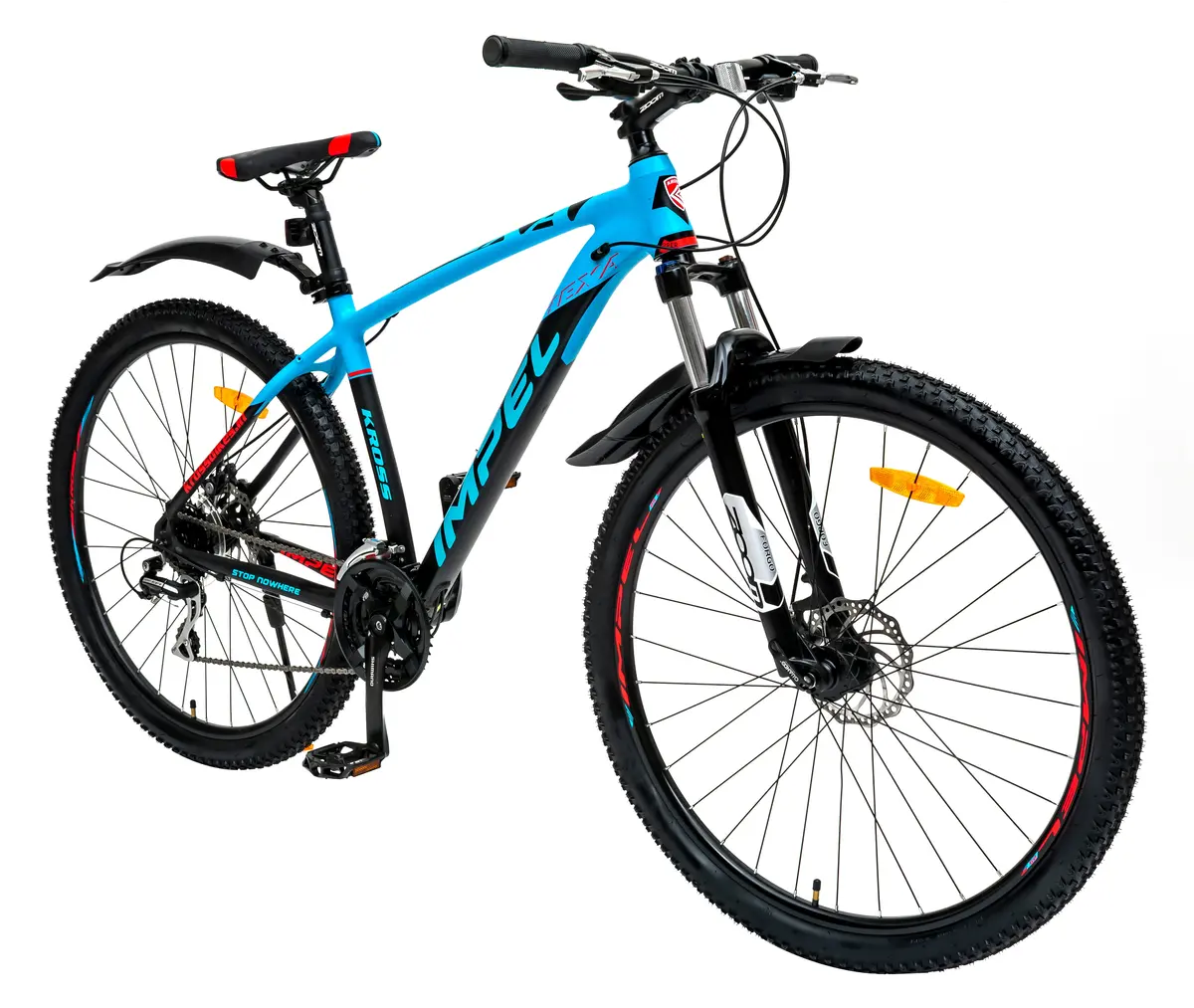 Kross Hexa 27.5T 24-Speed Dual Disc Brake Alloy Mtb Bicycle (Matte Black-Blue, 27.5” Alloy Frame, Shimano Gear Set, Zoom Suspension) 1