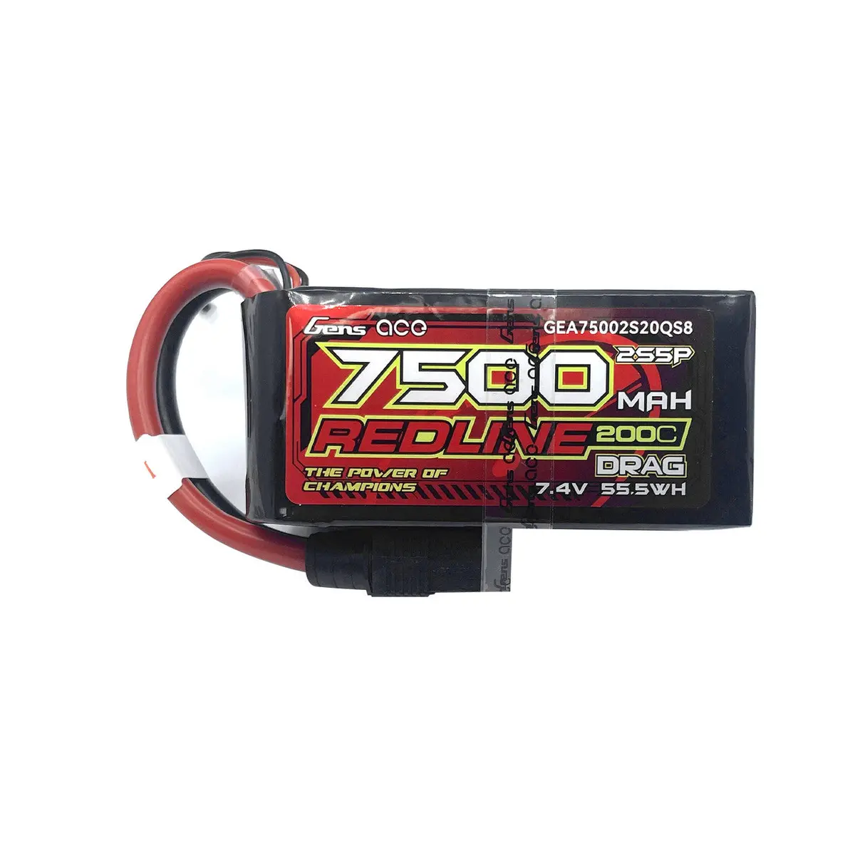 Gea75002s20qs8 Gens Ace Lipo Redline Drag Race 7500Mah 7.4V 200C 2S5p With Qs8 Plug 1