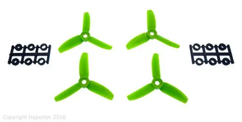 Hyperion 3X3 Bullnose Style Three Blade Prop Green (Cw & Ccw 2 Pairs) 1