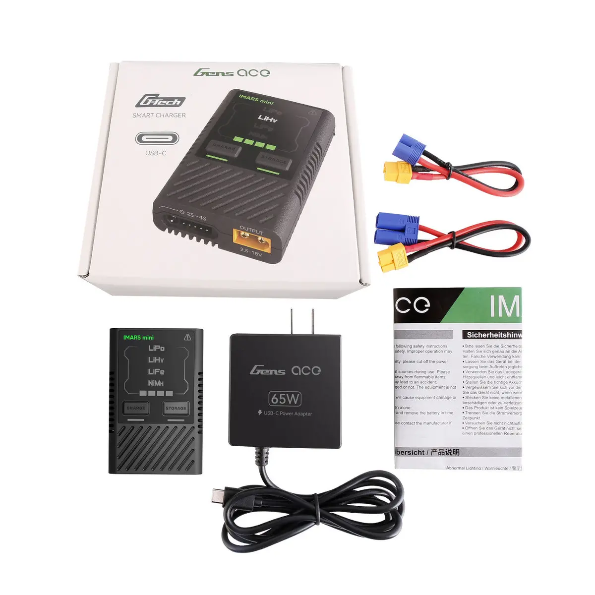 Gens Ace Imars Mini G-Tech 60W Rc Battery Charger With Usb-C Power Supply Adapter 1