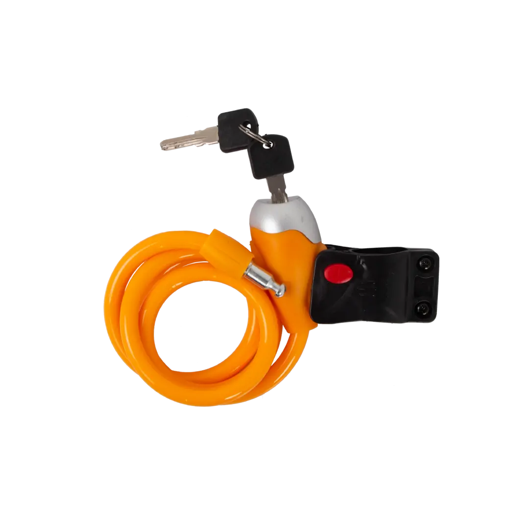 Spiral Cable Lock, With Keys, Anti-Theft Protection, Orange, Pack Of 1 1