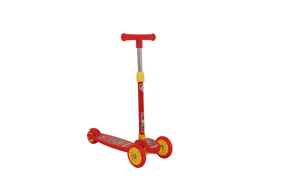 Gs100 Kidjoy Kids Push Scooter For 4–5 Years | Adjustable & Foldable Handlebar, Led Wheels, Gravity Steering & Rear Brake (Red) 1