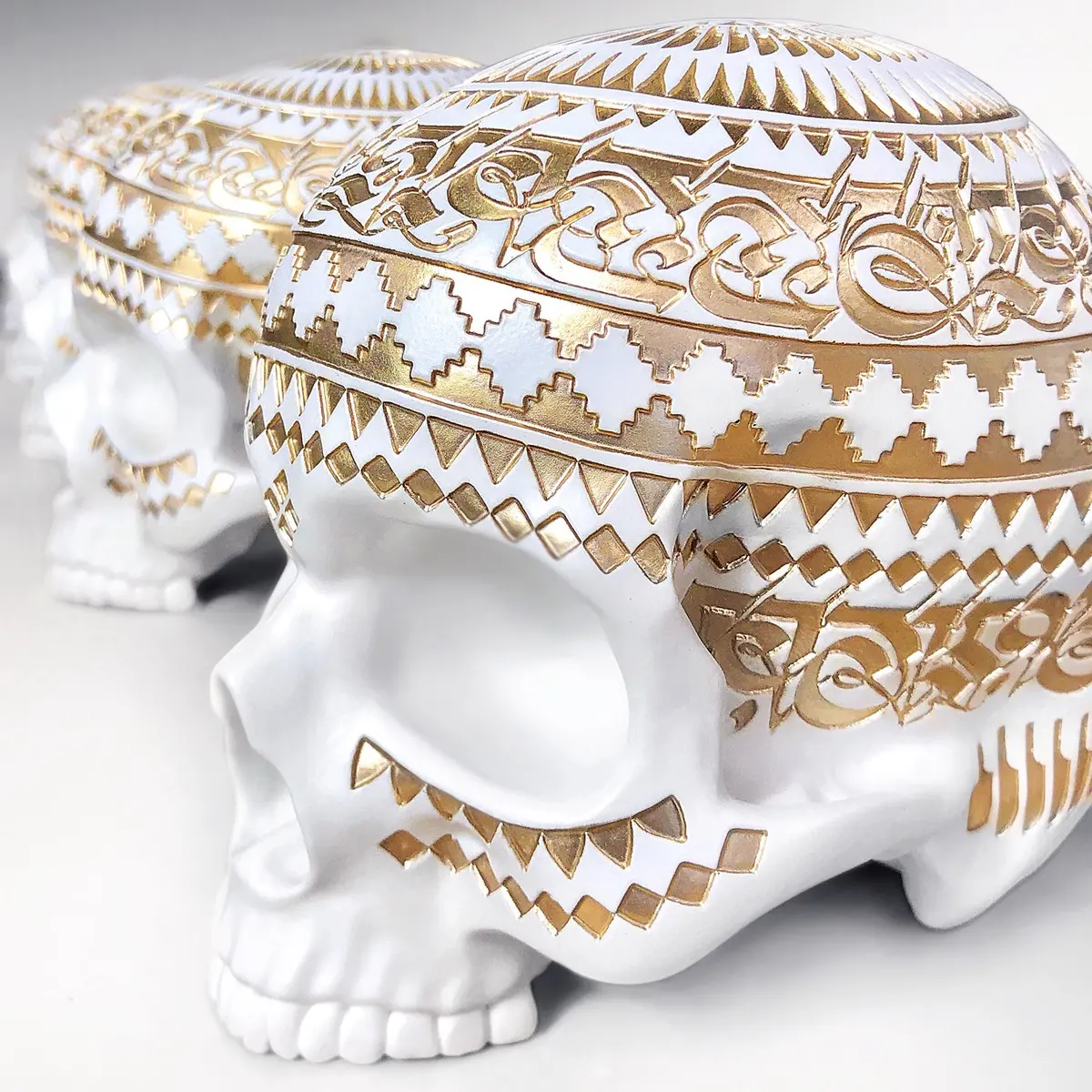 Cryptik "Memento Mori" White Skull Sculpture 1