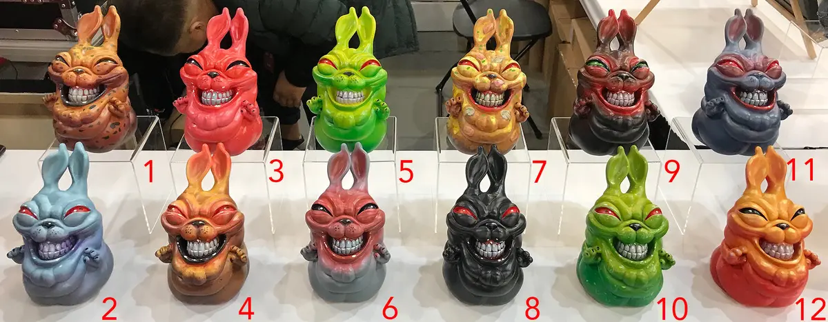 Saturno "Naughty Rabbit" 12 Hand Painted Resin Sculptures 1